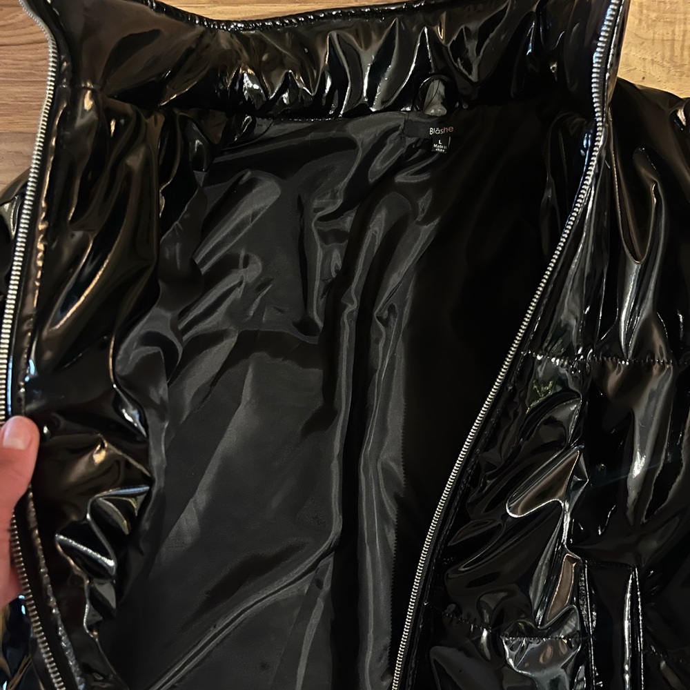 Black Vinyl Puffer Coat - Picture 4 of 7